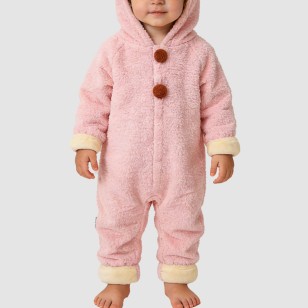 Soft hooded girls' thick bodysuit pajamas