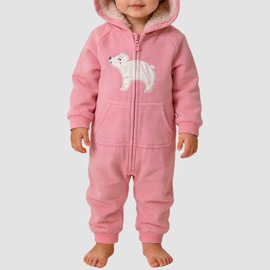 Winter fleece-lined girls' thick bodysuit pajamas
