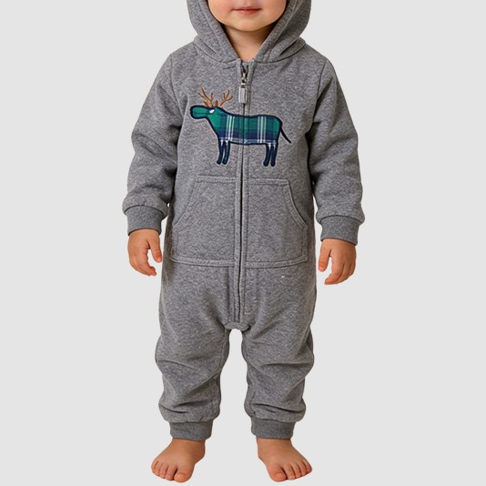New zippered thickened girls' onesie pajamas