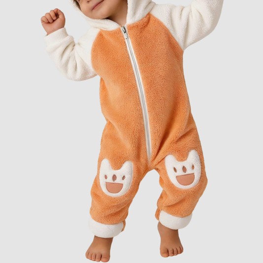 Rabbit hooded girl's thick onesie pajamas