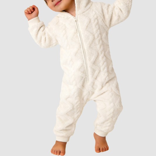 Casual hooded girls' thick onesie pajamas