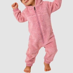 Plush cartoon bear ear girls' thick bodysuit pajamas