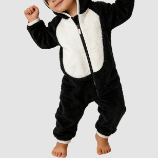 Soft color-blocked thickened girls' onesie pajamas