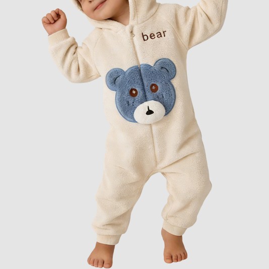 High-quality wool thickened girls' onesie pajamas