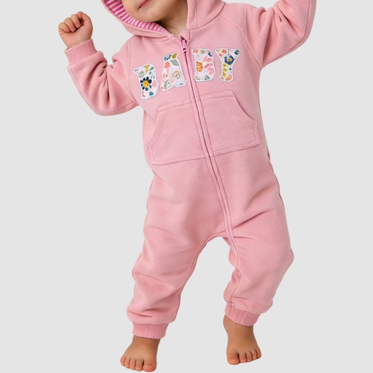 Pure cotton zipper girls' thick bodysuit pajamas