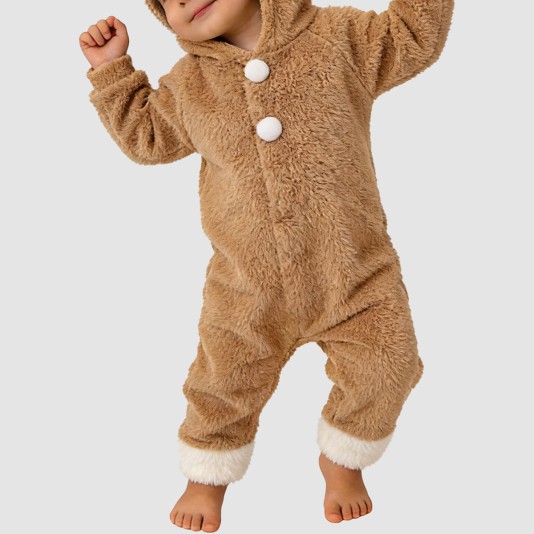 Plush warm thickened onesie pajamas for girls