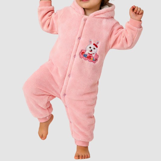 Warm hooded thick onesie pajamas for girls