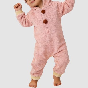 Soft hooded girls' thick bodysuit pajamas