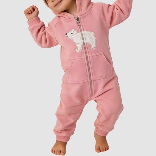 Winter fleece-lined girls' thick bodysuit pajamas