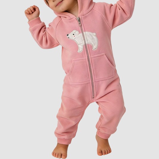 Winter fleece-lined girls' thick bodysuit pajamas