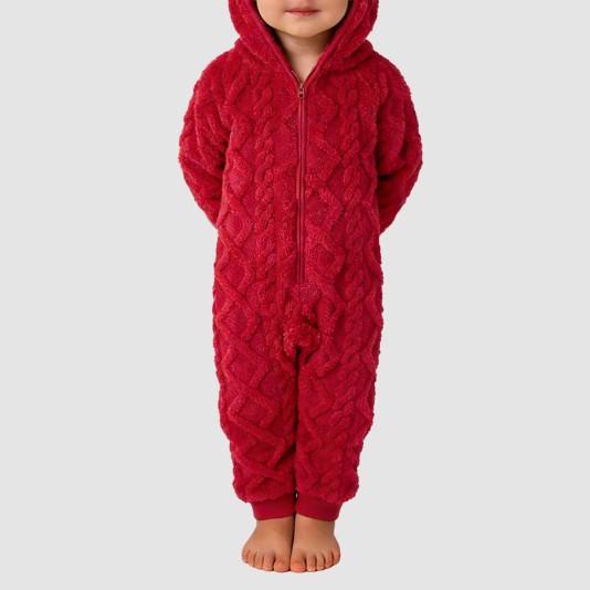 Cable knitted girls' thick bodysuit pajamas