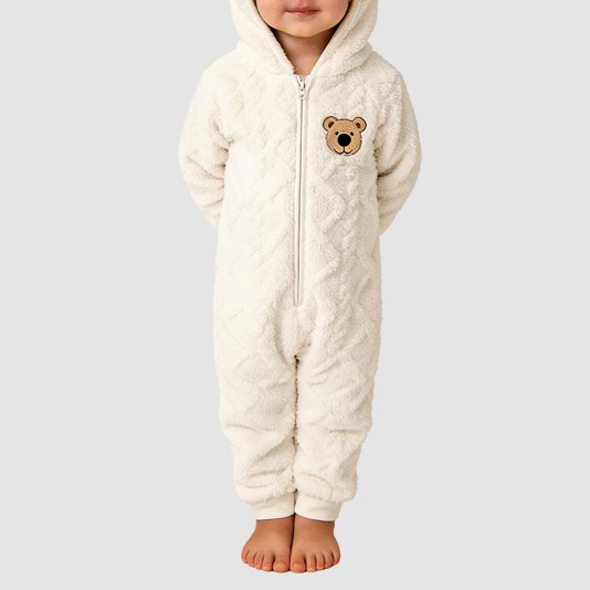 Casual hooded girls' thick onesie pajamas