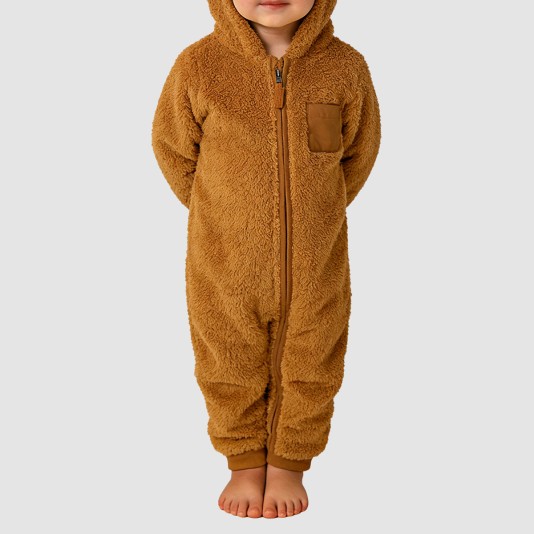 High-quality hooded girls' thick bodysuit pajamas