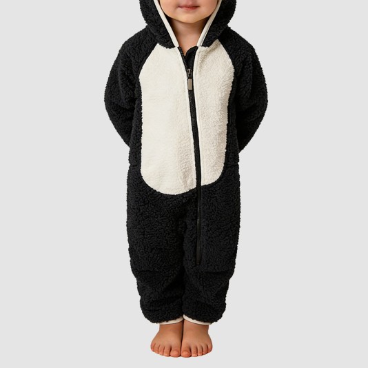 Soft color-blocked thickened girls' onesie pajamas