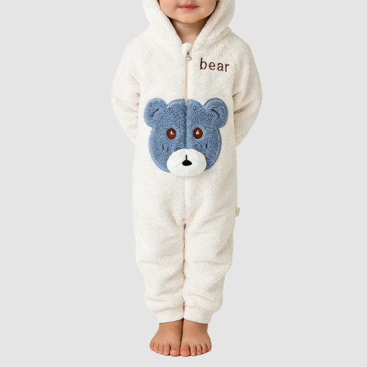 High-quality wool thickened girls' onesie pajamas