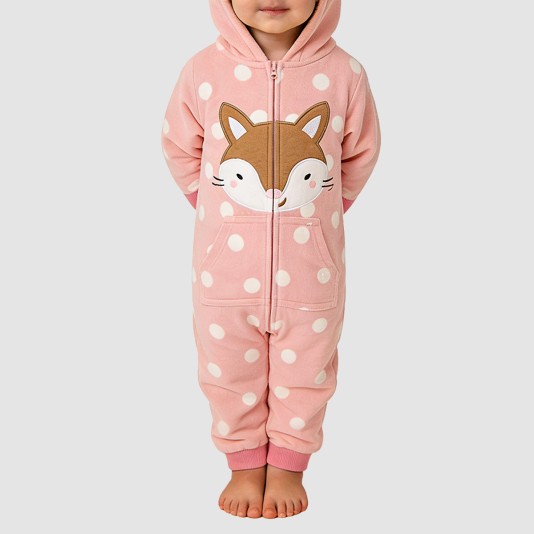 Polka dot design girls' thick bodysuit pajamas