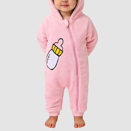 Warm zippered thick onesie pajamas for girls