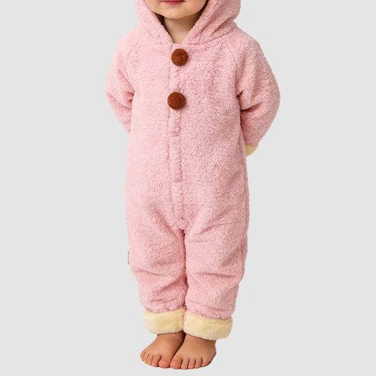Soft hooded girls' thick bodysuit pajamas