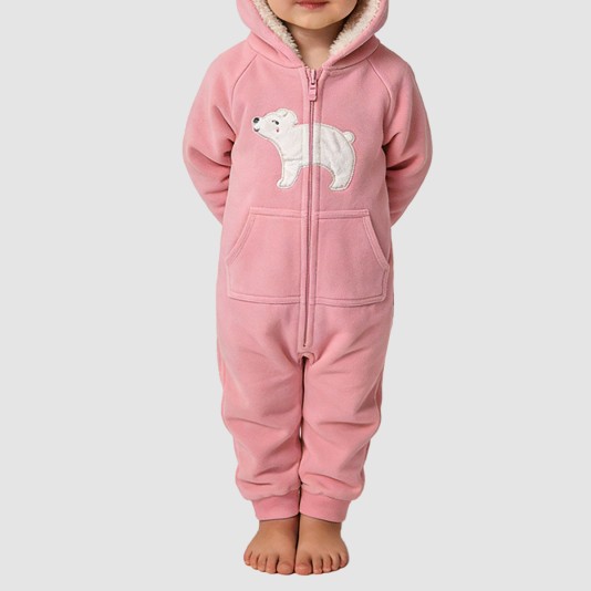 Winter fleece-lined girls' thick bodysuit pajamas