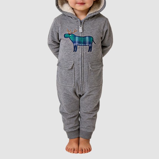 New zippered thickened girls' onesie pajamas