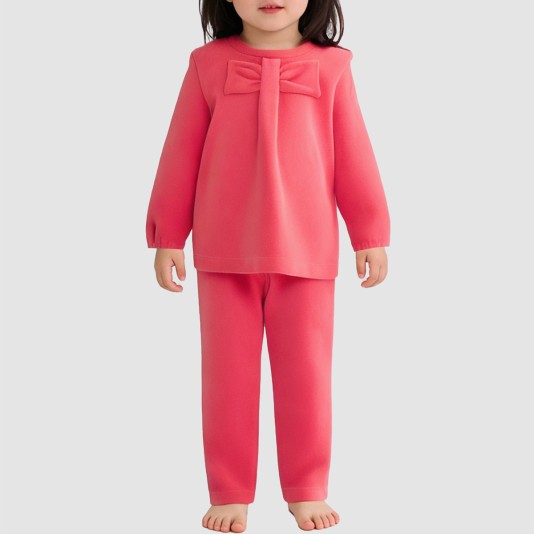 Comfortable flannel thickened pajama set for girls