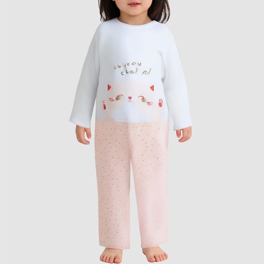 Simple and comfortable thick pajama set for girls