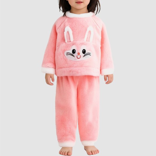 Cute plush thick pajama set for girls