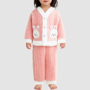 Soft and thick winter girls' pajama set