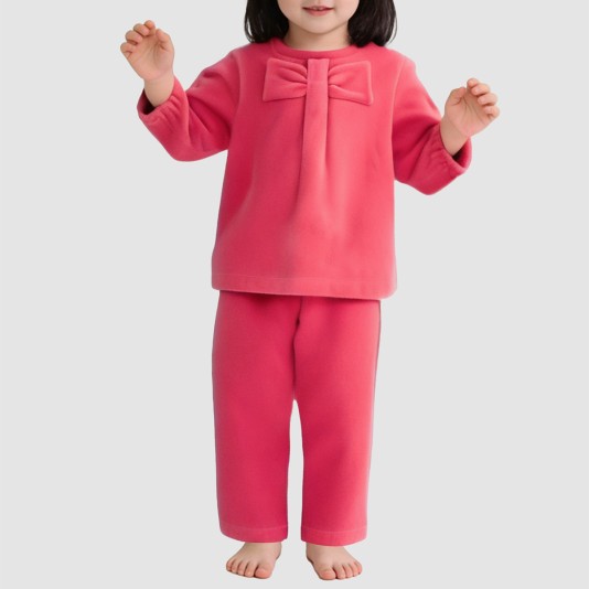Comfortable flannel thickened pajama set for girls