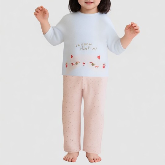 Simple and comfortable thick pajama set for girls