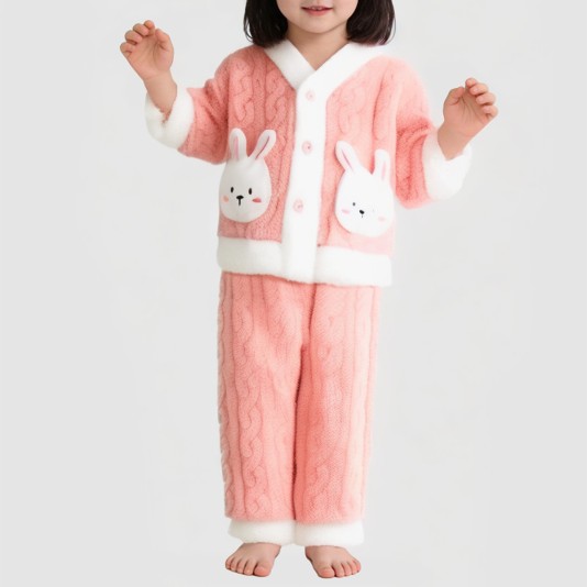 Soft and thick winter girls' pajama set