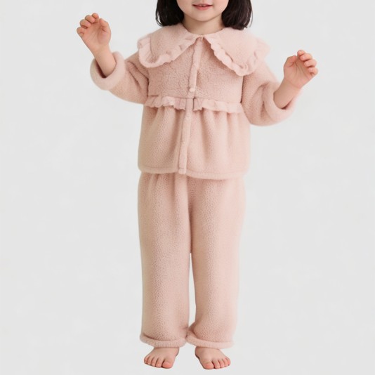 Comfortable and warm thickened pajama set for girls