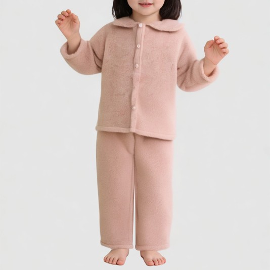 Pink coral fleece girls' pajama set