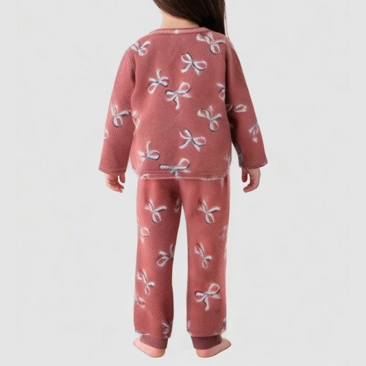 High-quality bow-print girls' pajama set