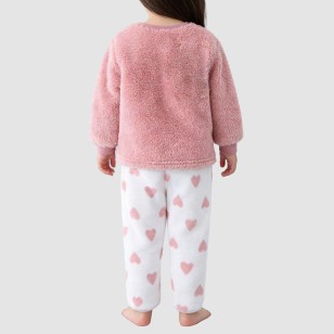 Fashionable coral fleece girls' thick pajama set