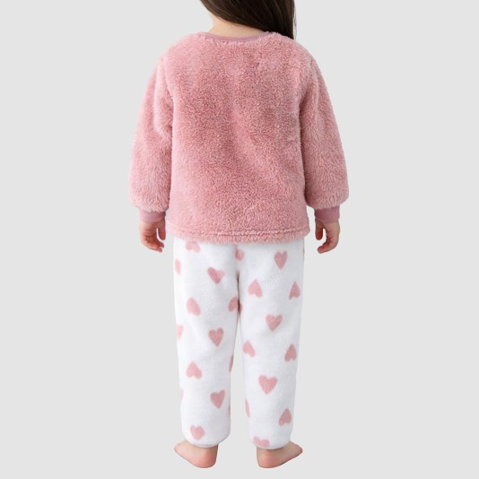 Fashionable coral fleece girls' thick pajama set