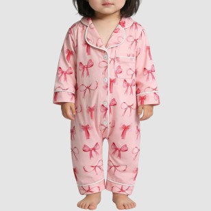 Stylish collared girls' thin onesie pajamas