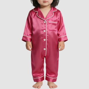 Button-down satin girls' thin onesie pajamas