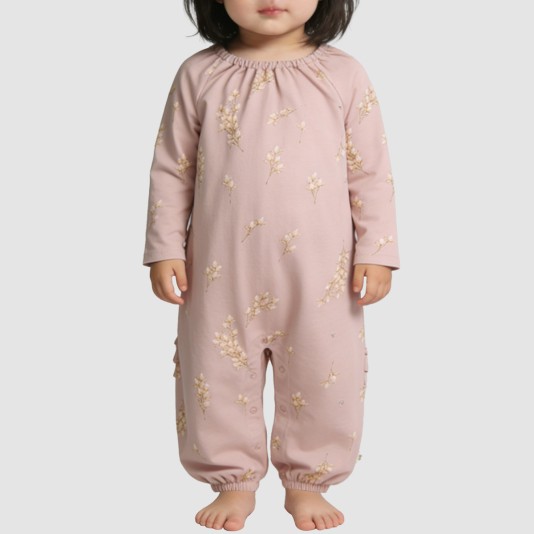 Fashionable printed girls' thin bodysuit pajamas