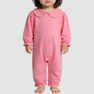 Pink skin-friendly thin girls' onesie pajamas