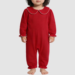 Pure cotton long-sleeved thin onesie pajamas for girls