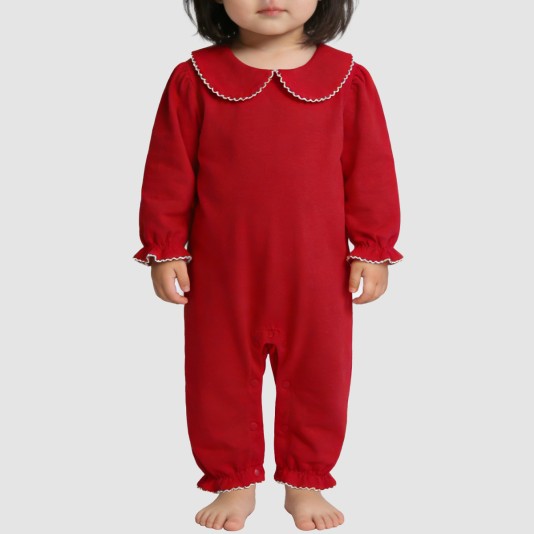 Pure cotton long-sleeved thin onesie pajamas for girls