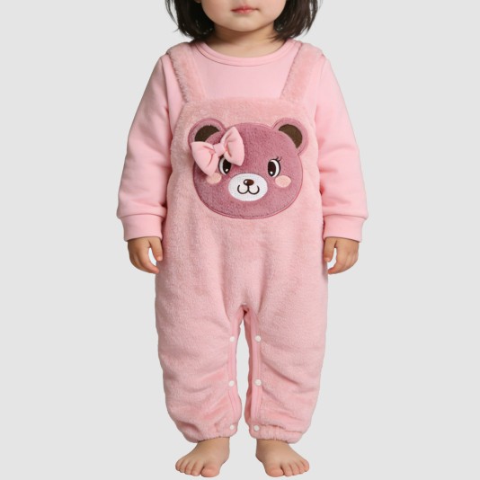 Autumn pink one-piece pajamas for girls