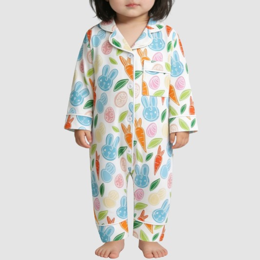 Colorful printed girls' thin onesie pajamas
