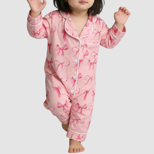 Stylish collared girls' thin onesie pajamas
