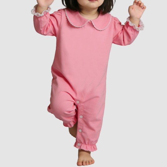 Pink skin-friendly thin girls' onesie pajamas