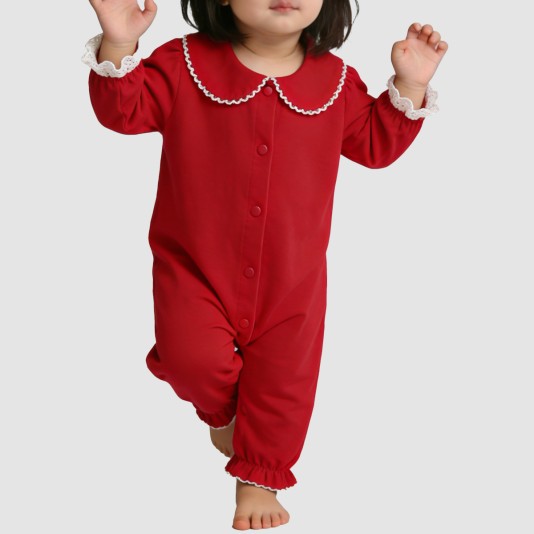 Pure cotton long-sleeved thin onesie pajamas for girls