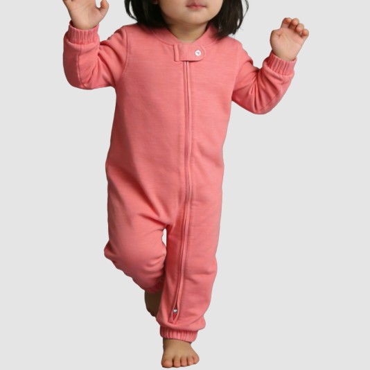 Lightweight diagonal zipper girls' thin onesie pajamas