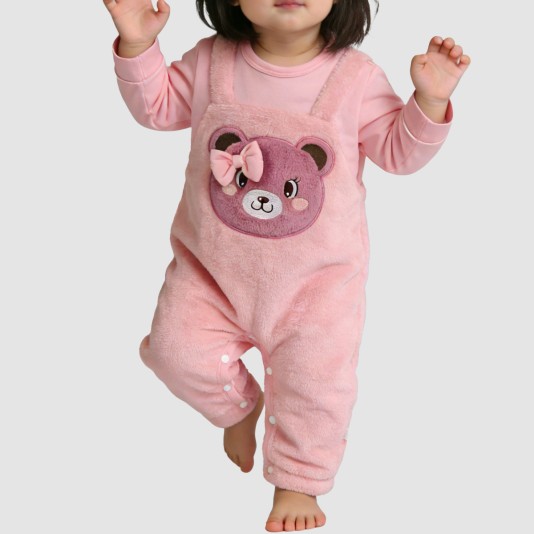 Autumn pink one-piece pajamas for girls