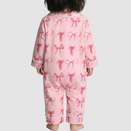 Stylish collared girls' thin onesie pajamas